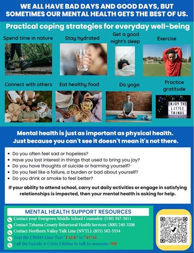 Poster depicting positive mental health coping strategies.